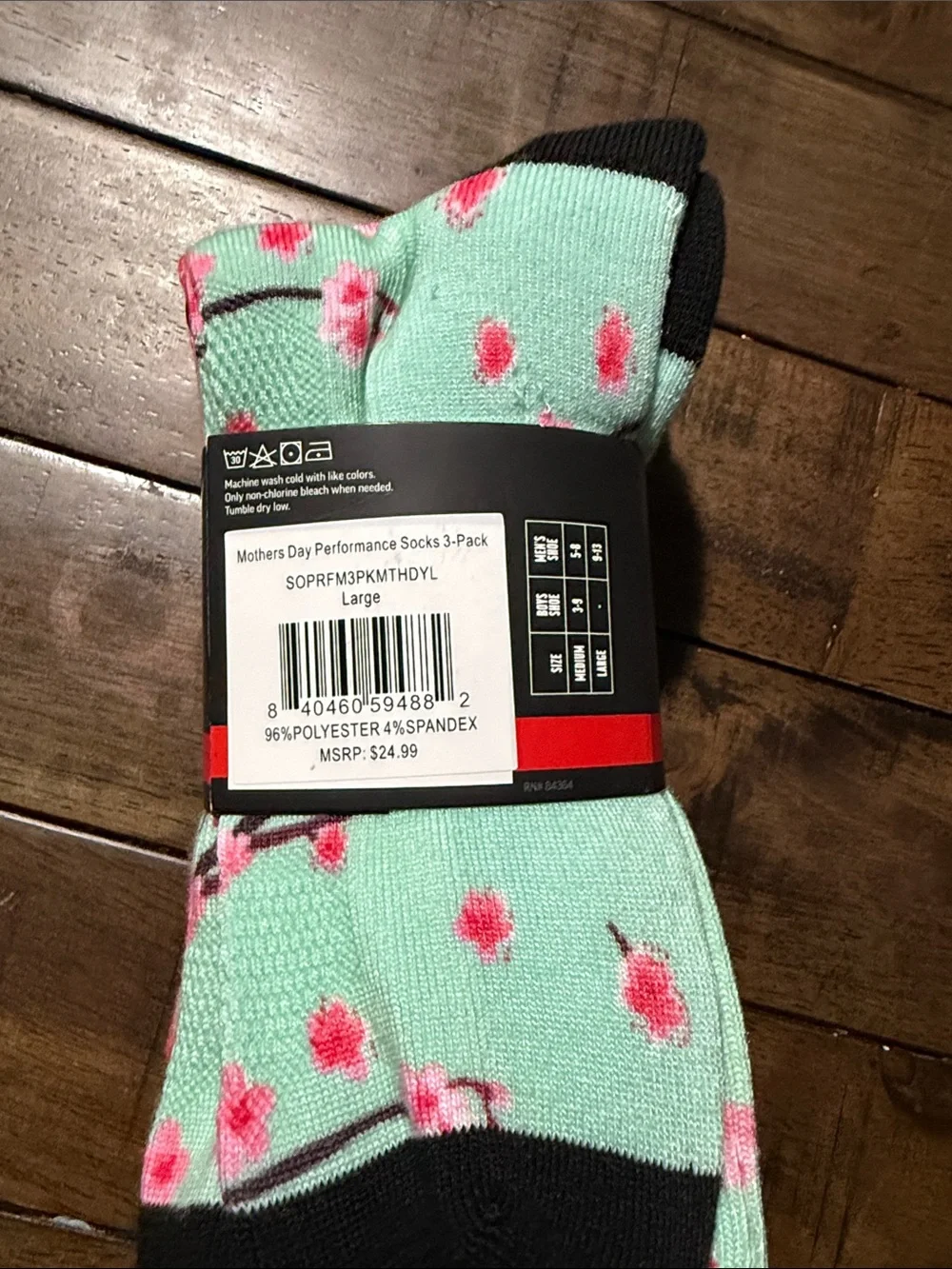 Baseball Lifestyle 101 Pink Floral Crew Socks